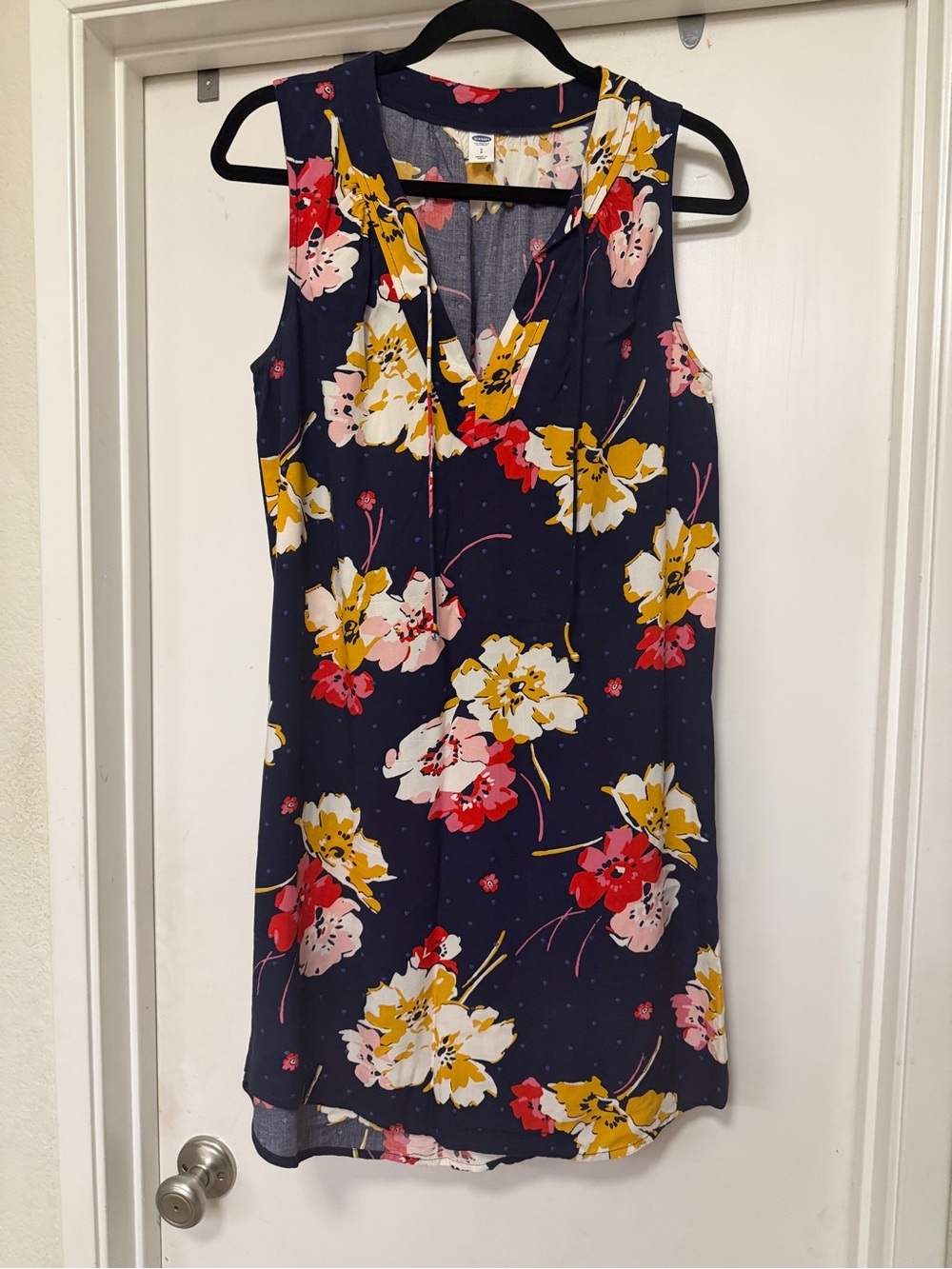 Old Navy Navy Floral Sleeveless V-Neck Shift Summer Dress Tall Large - Sm petite